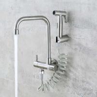 Grifo de Cocina Montado en la Pared de Acero Inoxidable Agua Fría, Apertura Rápida, Balcón, Lavandería, Piscina con Pelador y Bidet - details 0