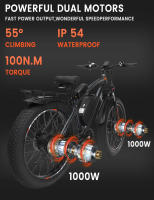 GUNAI GN88 bicicleta eléctrica para adultos 2000W bicicleta eléctrica de carretera 48V 23Ah Fatbike MTB E-bike 26 "bicicleta eléctrica de montaña 55 KM/H velocidad máxima - details 1