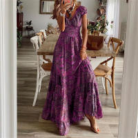 SSITO TNCAFAS' Nuevo Vestido maxi, elegante, cinturón Delgada, estampado floral, Maxi - details 3