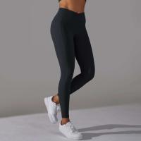 Leggings cruzados para mujer, pantalones de yoga con bolsillo, malla deportiva transpirable para correr y andar en bicicleta, leggings de entrenamiento de cintura alta - details 9