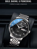 Reloj de Pulsera Luminoso Impermeable POEDAGAR Diseño de Calendario de Cuarzo con Correa de Acero Inoxidable Regalo Perfecto para Hombres, Papá, Amor Joyería de Gafas de Sol - details 1