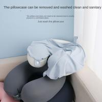 Almohada portátil de viaje en forma de U de doble cara con bolsa de almacenamiento, cojín de soporte para el cuello, cómodo Protector de cuello lavable para dormir - details 11