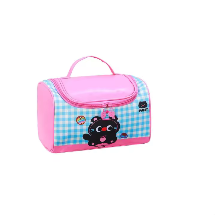 Bolsa de maquillaje de gatito de gran capacidad con dibujos animados, bolsa de lavado de mano de estilo coreano, bolsa de aseo de oso y gato, bolsa de almacenamiento de viaje - 1