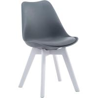 Butaca De Salón Borneo V2 En Simil Cuero & Base De Madera I Silla De Comedor En Estilo Nórdico, Color:Gris, Color del Marco:Blanco - details 0