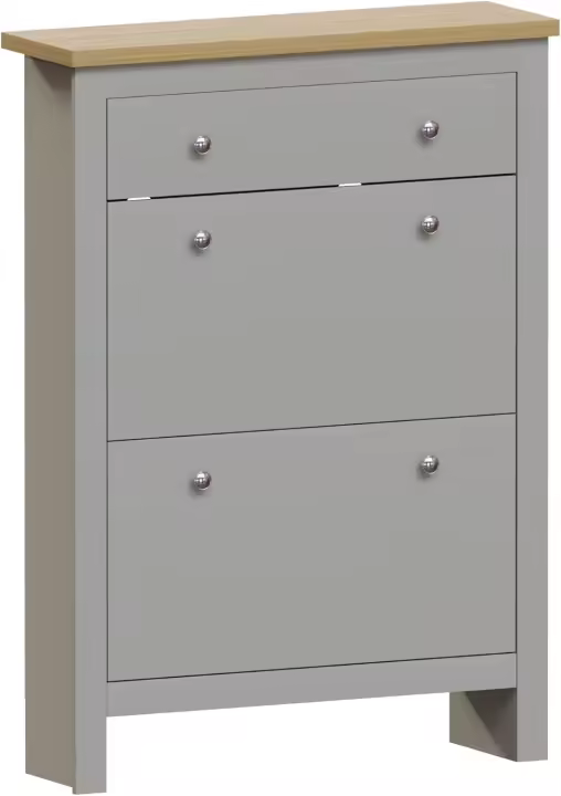 Vida Designs Zapatero Arlington, Madera de ingeniería, Blanco y Roble, H 108 x W 78 x D 24 Cm. - 1