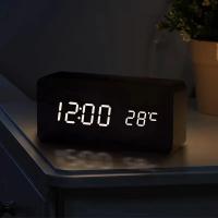 Reloj despertador Digital LED de madera con Control de voz y temperatura, despertador electrónico de escritorio - details 2