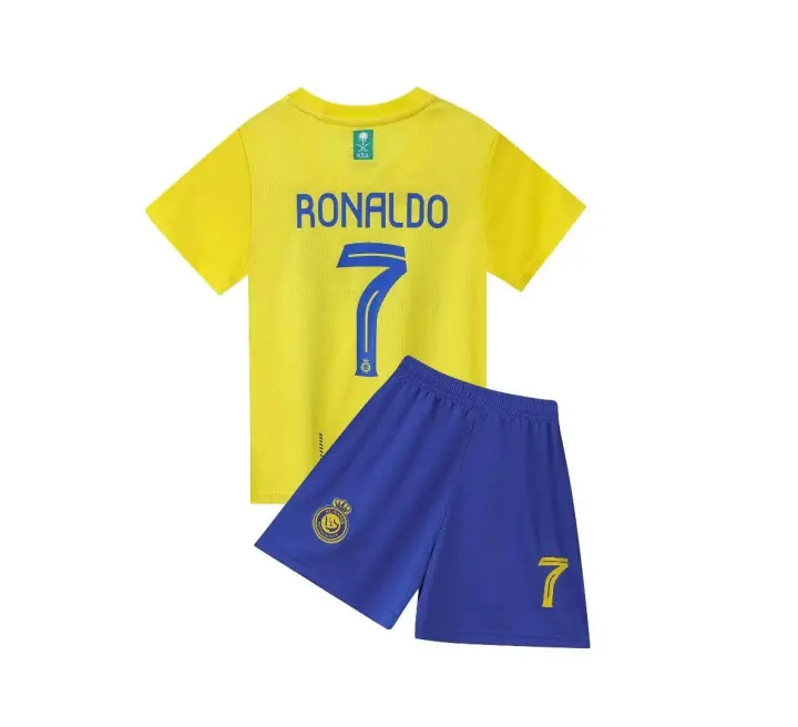 Riad visitante 23-24 Partido Azul real No. 7 Conjunto de uniforme de fútbol de club Jersey para niños Talla 14-30 No. - 1