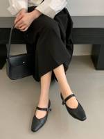 Francés retro hebilla de una palabra Mary Jane zapatos boca ligera cabeza cuadrada tacón grueso solo zapatos pequeños zapatos de cuero - details 18