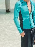 Traje de baño para hombres, de secado rápido de ajuste ceñido traje de buceo, chaqueta de manga larga y pantalones cortos, traje - details 1