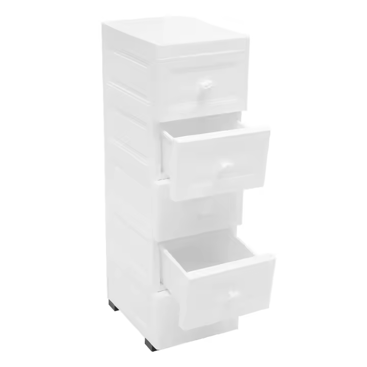 Armario de cajones con 5 cajones, mesita de noche blanca con 4 ruedas, mesita de noche moderna de alto brillo para sala de estar, dormitorio - 1