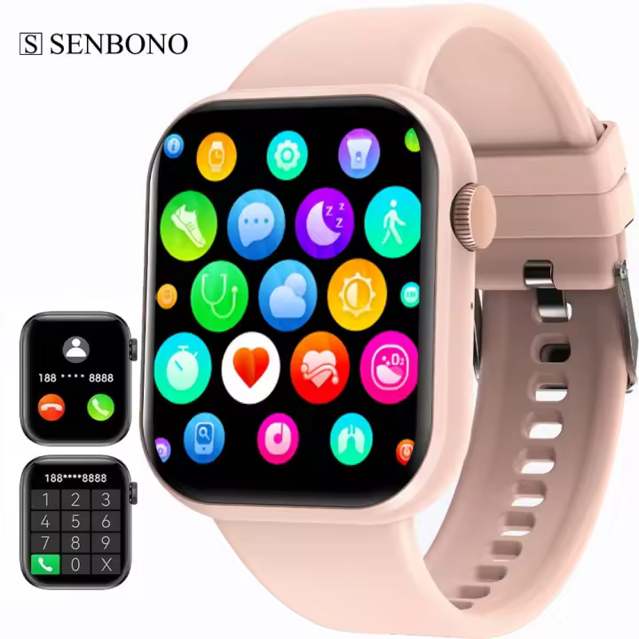 Reloj Inteligente SENBONO 2023 para Mujeres con Bluetooth LLamada Deporte Reproductor de Música Rastreador de Fitness Resistente al Agua para Hombres y Mujeres con Caja - 1