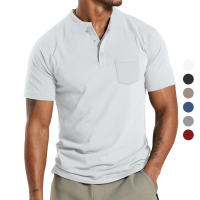 2025 camisa POLO de bolsillo de color sólido informal de negocios para hombre, camiseta de manga corta de gran tamaño. - details 0