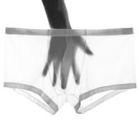 Ropa interior sexy para hombre Mini bóxer de seda de hielo Bragas ultrafinas transparentes Transparente Calzoncillos Homme Cuecas - details 0
