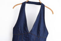 Vestidos Vaqueros de Verano para Mujer OUWU Novedad 2021, Elegante y Ajustado con Cuello en V y Cuello Colgante, Perfecto para Vacaciones, Moda Urbana, Ideal para Estudiantes Jóvenes - details 2