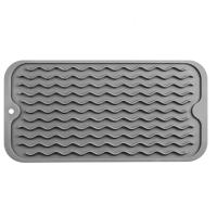Alfombrilla de secado de platos para múltiples usos, fácil de limpiar, ecológica, alfombrilla de silicona resistente al calor para encimera de cocina, gris-A - details 0