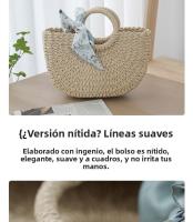 Bolso tejido de vid Yasewe, bolso tejido de gran capacidad para mujer, bolso de paja de estilo francés, bolso para fotos estilo Hepburn - details 8