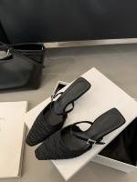 Hada francesa viento punta cabeza bolsa cabeza media zapatillas mujer usando nuevo tacón delgado arrugado zapatillas geniales - details 35