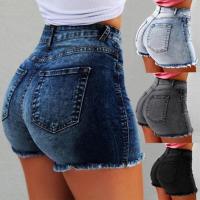 Pantalones cortos de mezclilla elásticos, pantalones calientes rasgados de cintura alta con borlas, pantalones cortos de mujer - details 1