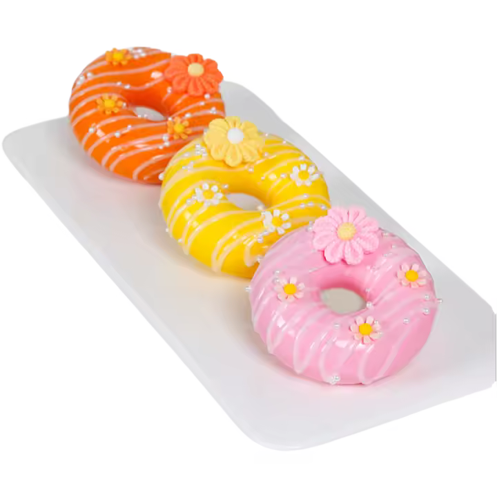 4PCS Floral Donut Modelo De Pastel Artificial Para Decoración De Bodas Y Fiestas Profesional Simulación De Comida Decorativa PVC Tamaño 2.95 Cm - 1