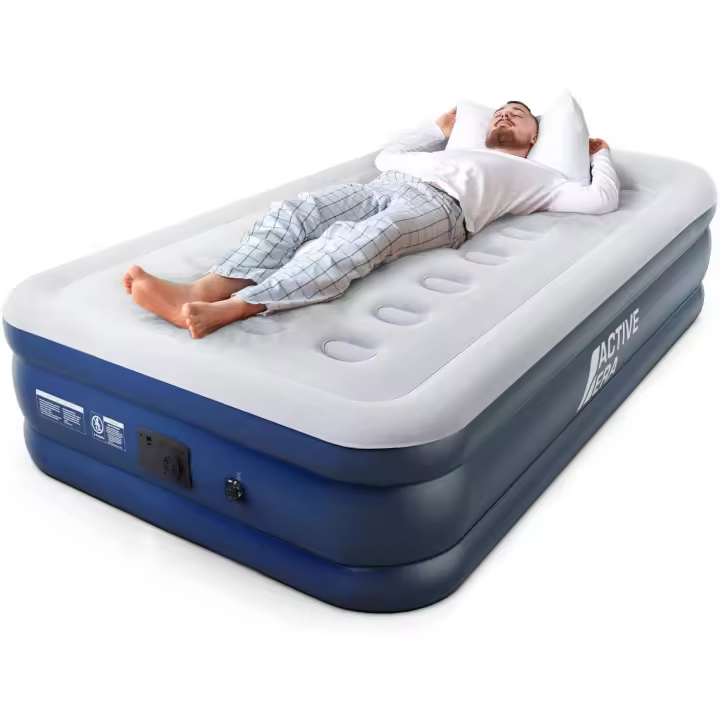 Colchón inflable individual premium 99 x 187 x 46 cm resistente a pinchazos. Inflado/Desinflado en 1,5 min - Colchón inflable automático con bomba eléctrica - Almohada integrada - 1