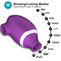Empaque privado Vibrador succionador de clítoris y lengua 2 en 1 sexy para mujer, para estimulación doble de punto G, succión, lamido, masajeador de pezones, juguete sexual para adultos - details 7