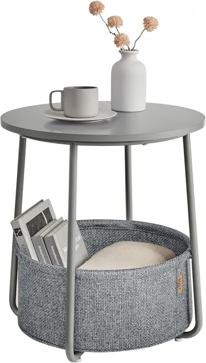 Mesa Lateral Redonda Moderna Espaciosa para Sala de Estar, Dormitorio, Mesita de Noche - 1
