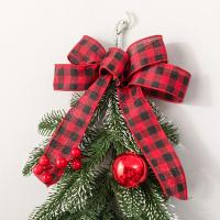 Colgante DIY corona navideña Artificial Bowknot bayas rojas vibrantes guirnalda de árbol de Navidad piñas PVC ventana decoración colgante puerta - details 10