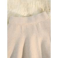Faldas para mujer de punto con volantes Vintage sólido Casual faldas de cintura elástica elegante mujer A-Line faldas de cintura alta - details 7