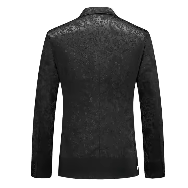 Traje Floral Para Hombre En Color Negro Y Rojo Estilo Casual Slim Fit Con Chaleco Y Pantalón Tuxedo De Boda 3 Piezas 2024 - 1