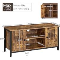 Mueble de TV Industrial para Salón 50 pulgadas Diseño Rústico Marrón-Negro 2 Puertas - details 3