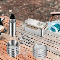 Camping Messware Kit Outdoor Dinnerware Plates Bowls Cups Supplies Versatile Cooking Tableware Utensil for Outdoor Activities