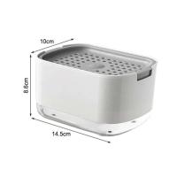 Dispensador de platos 2 en 1, contenedor ABS+PC bomba de líquido, dispensador de jabón transparente de 300ml con soporte para esponja - details 3