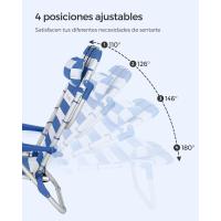 Silla Portátil Ajustable para Acampar Azul y Blanco 2 Fundas Laterales Respaldar y Apoyabrazos - details 2