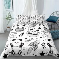 Juego de ropa de cama con dibujos de Panda para niños, funda nórdica creativa con funda de almohada para adolescentes, tamaño King - details 8