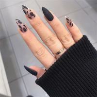 24Pcs Uñas Postizas De Póker Manicura Ballerina Removible Almendra Uñas Falsas De Decoración Para Mujeres Y Niñas Uñas Postizas De Cuchara Completo - details 1
