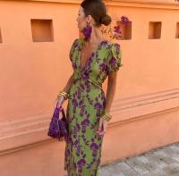 Vestido Largo con Cuello en V para mujer, traje Elegante de Manga corta, Moda de Verano - details 3
