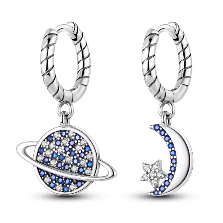 Pendientes de aro de plumas de circonio para mujeres y niñas, atrapasueños mágico, joyería fina de plata 925 - 1