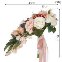 Ramo de flores artificiales de boda rosa y blanco hecho a mano para decoración de novia de San Valentín decoración de rosas al por mayor - details 6