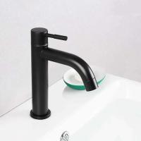 Grifo de fregadero de agua fría individual de acero inoxidable 304, grifos de lavabo montados en cubierta, accesorios de baño, negro - details 7