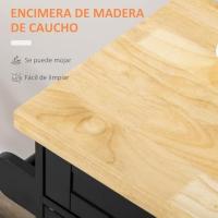 Carrito de Cocina con Armario con Puertas y Estante Interior Cajón Ajustable Barra y Especiero Móvil Aparador Auxiliar con Ruedas para Comedor 109x40x89 cm Negro - details 5