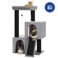 PAWZ Roda Árbol para gatos de varios niveles con poste rascador grueso, dos condominios grandes, torre para gatos de interior, almohadilla rascadora para gatos, casa cama para gatitos, juguetes para gatos - details 9