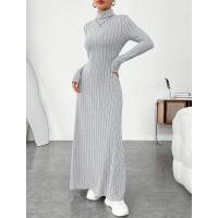 Mia Muse Vestidos casuales de otoño invierno decentes simples de color sólido de manga larga con cuello alto - details 6