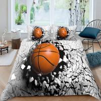 Cubierta de Edredón de Baloncesto con Temática Deportiva 3D en Negro Microfibra Ideal para Juegos Competitivos y Deporte en Cama - details 3