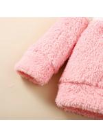 Conjunto de Ropa de Peluche con Capucha para Niña Recién Nacida Sudadera de Manga Larga, Top + Pantalón, Conjunto Cálido Diario para Otoño e Invierno - details 2