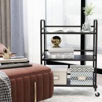 Carrito Cocina,Carro Auxiliar de Metálicos de 3 Niveles Cocina o Multiuso con Ruedas,para el hogar,60×30×75cm,Blanco - details 30
