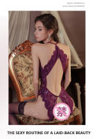 Lencería sexy y elegante para mujer, conjunto de body sin entrepierna con escote profundo en V, talla grande, tentador y de corte bajo. - details 27