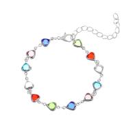 Pulsera de eslabones con diseño de corazón colorido, joyería decorativa con diamantes de imitación para fiesta, decoración de ropa diaria, joyería exquisita y que combina con todo para regalo de cumpleaños - details 1
