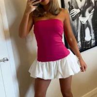 Vintage sin tirantes Mini verano fuera del hombro espalda descubierta Puff Bubble vestido cola fiesta noche vestidos cortos mujeres ropa de calle - details 7