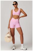 Pantalones cortos de Yoga cruzados de cintura alta, ajustados y Nude, pantalones deportivos de levantamiento de cadera de melocotón, pantalones de Fitness al aire libre para mujer - details 20