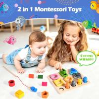 Juguetes de clasificación y apilado de madera Montessori para niños pequeños, clasificador de Color de forma educativa - details 2